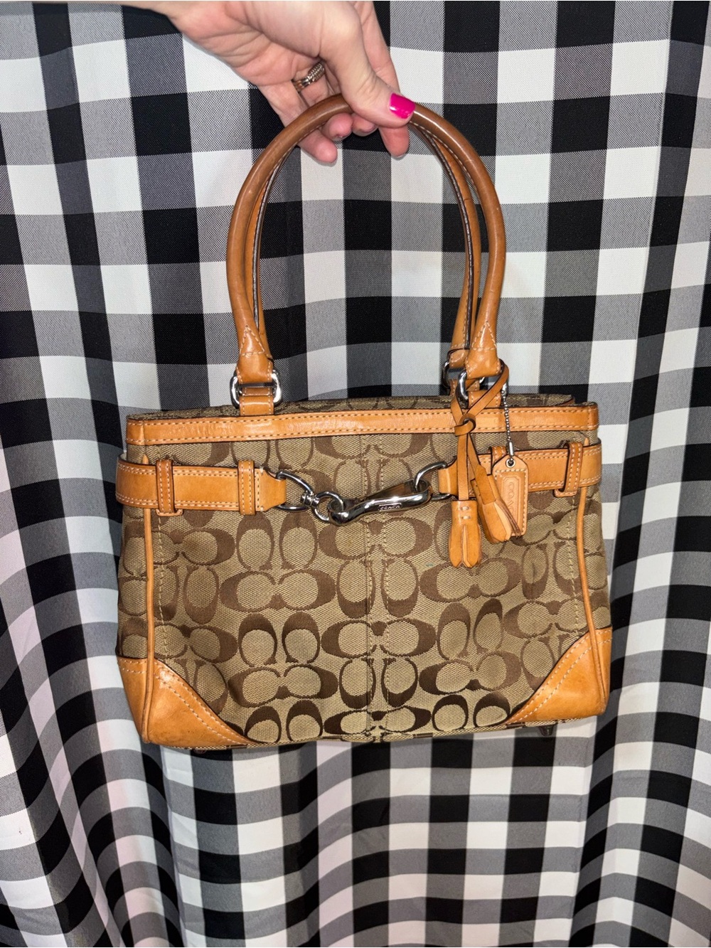 Coach Hampton Vintage Signature Carryall Satchel Bag 2005
